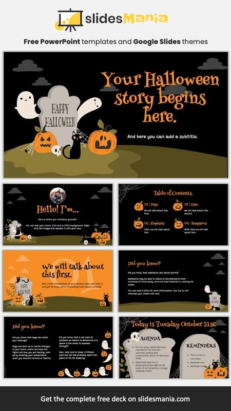 Halloween Presentation, Google Halloween, Agenda Slide, Halloween Template, Halloween Layout, Carved Pumpkins, Halloween Stories, Desain Buklet, Halloween Templates