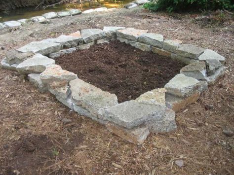 HGTV.com experts show you how to build a raised garden bed using recycled concrete rubble recovered from an old patio as the border material. Stone Raised Beds, Recycled Concrete, Raised Flower Beds, Building A Raised Garden, Raised Bed, Garden Bed, Veggie Garden, Fire Pits, Garden Stones