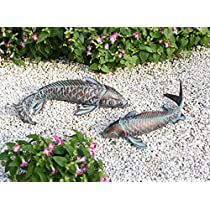 Check this out! 2 Koi Fish, Koi Fish Decor, Outdoor Statues Sculpture, Pond Decorations, Copper Garden, Fish Garden, Fish Decor, Fish Ornaments, Metal Fish