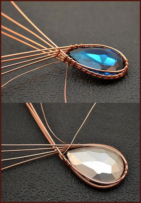 How to wire wrap a cabochon pendant. - Handmade Jewelry Wire Wrap Tutorial, Wire Wrap Cabochon, Wrap Tutorial, Wire Wrapped Stone Jewelry, Wire Jewelery, Wire Wrap Jewelry Designs, Wire Wrapped Jewelry Diy, Wire Jewelry Making, Wire Wrapped Jewelry Tutorials