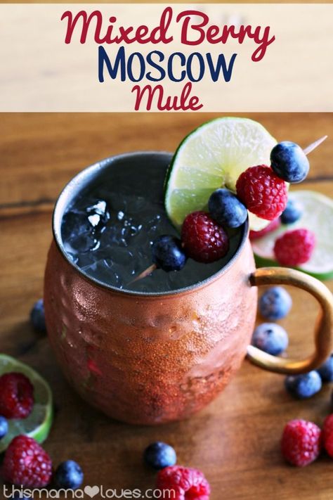 Aug 5, 2017 - Mixed Berry Moscow Mule - This Mama Loves - Mixed Berry Moscow Mule Recipe - How to Make a Mixed Berry Moscow Mule with Blueberry and Raspberry Vodka Berry Moscow Mule Recipe, Berry Vodka Cocktails, Berry Moscow Mule, Reception Cocktail, Moscow Mules, Moscow Mule Recipe, Mule Cocktail, Mule Recipe, Keto Cocktails