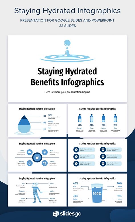 Staying Hydrated Benefits Infographics Water Presentation Design, Water Presentation, Powerpoint Ideas, Proposal Design, Water Tribe, Powerpoint Background, Powerpoint Background Design, Powerpoint Presentation Design, Power Point Template