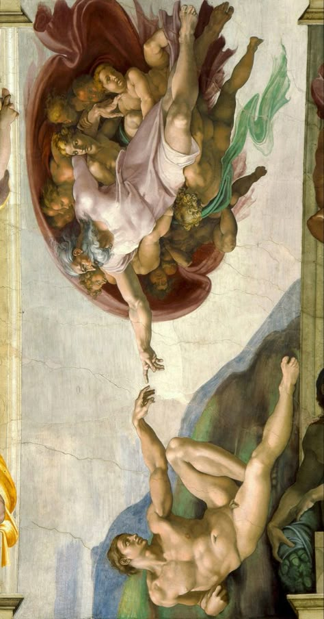 Michelangelo Paintings, Famous Art Paintings, The Creation Of Adam, Arte 8 Bits, Rennaissance Art, Historical Painting, Art Painting Gallery, Biblical Art, Greek Art