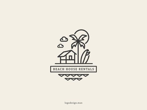 Beach House Logo, Chinese Typography Design, Tiny Beach House, Chinese Typography, Beach Cabana, Beach House Rental, House Vector, Home Icon, Beach Hut