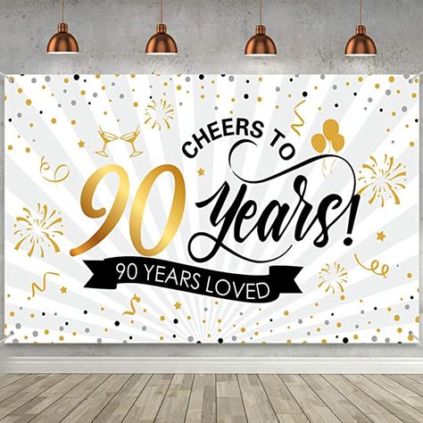 Amazon.com: Happy 90th Birthday Backdrop Background Banner Large Men Women 90th Anniversary Backdrop Photo Booth Cheers to 90 Years Banner for 90th Birthday Party Decorations Supplies 72.8 x 43.3 inch : Toys & Games 90th Birthday Party Theme, 90th Birthday Banner, 90th Birthday Party Decorations, 70th Birthday Parties Decorations, 90th Birthday Decorations, Happy 70th Birthday, 90th Birthday Party, 30th Birthday Party Decorations, 90th Birthday Parties