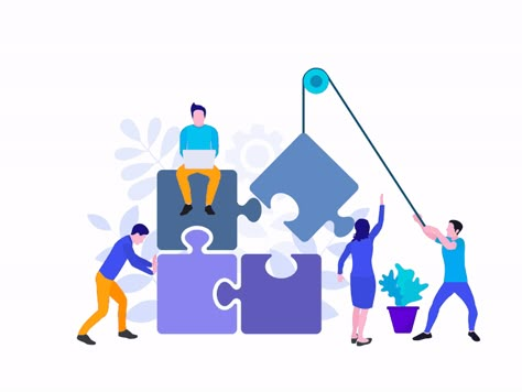 Teamwork flat illustration by Oleksii Kolosov Teamwork Illustration, Teamwork Poster, Leadership Vision, Coffee Poster Design, Team Bonding, Animated Banners, Earn Passive Income, Work Motivation, Motion Design Animation