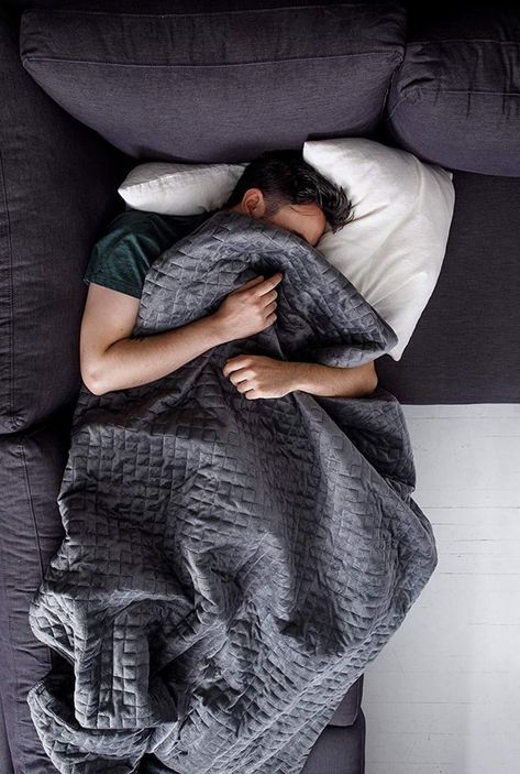 The Weighted Blanket That Went Viral Is on Sale For Cyber Monday — Get It on Amazon! Gravity Blanket, Sleeping Man, Sleeping Boy, How To Sleep Faster, Popsugar Fitness, Sleeping In Bed, Sleeping Habits, Healthy Sleep, Single Men