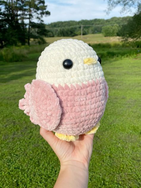 Crochet plushies Crochet Parakeet Pattern Free, Crochet Plush Animals, Jumbo Amigurumi Free Pattern, Jumbo Yarn Crochet Pattern, Plush Yarn Crochet Patterns, Crochet Parakeet, Whimsical Characters, Crochet Plushies, Easy Crochet Animals