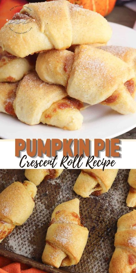 5 Ingredient Pumpkin Pie Crescent Rolls recipe that takes only 10 minutes to prep and 10 minutes to cook. Easy to whip up on short notice! Easy Crescent Roll Recipes, Crescent Roll Recipes Dessert, Crescent Rolls Recipe, Pumpkin Dishes, Pie Filling Recipes, Pumpkin Recipes Easy, Pumpkin Pie Mix, Pie Pumpkin, Pie Bites