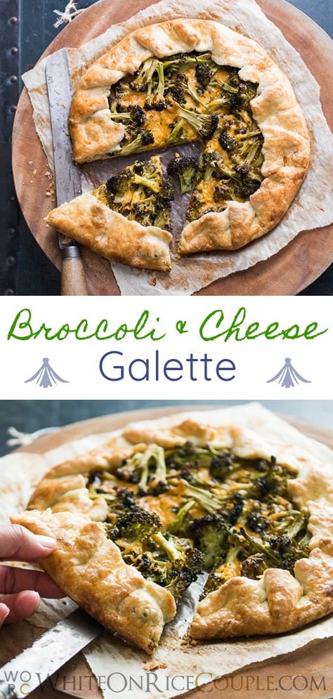 Broccoli Cheddar Galette Recipe or delicious Savory Cheddar Broccoli Pie @whiteonrice Savory Gallette Recipe Easy, Savory Galette Recipe, Savory Crostata, Broccoli Cheese Recipes, Galette Recipe Savory, Broccoli Pie, Mac And Cheese Easy, Savory Galette, Galette Recipes