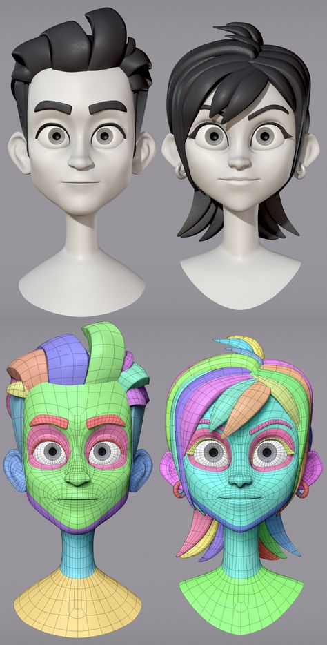 3d Topology, Blender Character Modeling, 3d Karakter, Zbrush Character, Simple Character, Female Cartoon Characters, Cartoon Hair, Character Model, Model Shoes