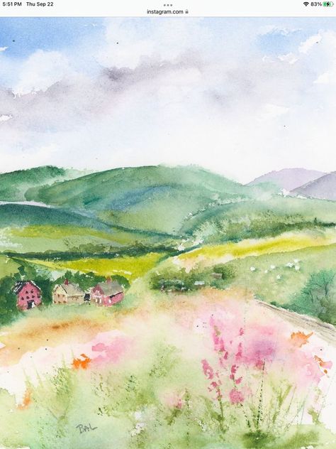 Watercolor Art Landscape, Watercolor Girl, Watercolor Pictures, Watercolor Mountains, Watercolor Painting Techniques, Watercolor Flower Art, Easy Watercolor, Art How, Watercolor Inspiration