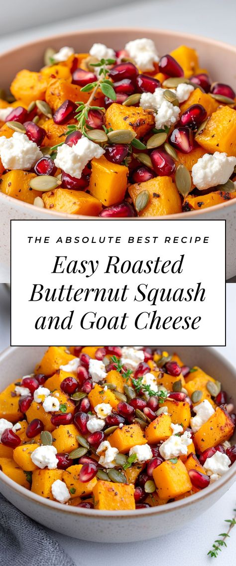 Image for Easy Roasted Butternut Squash and Goat Cheese Greek Butternut Squash, Roasted Butternut Squash Side Dish, Butternut Squash Recipes Goat Cheese, Butternut Squash Seasoning, Butternut Squash Christmas Recipes, Sheet Pan Butternut Squash, Butternut Squash Meal Prep, Roasting Butternut Squash Oven, Goat Cheese Side Dish