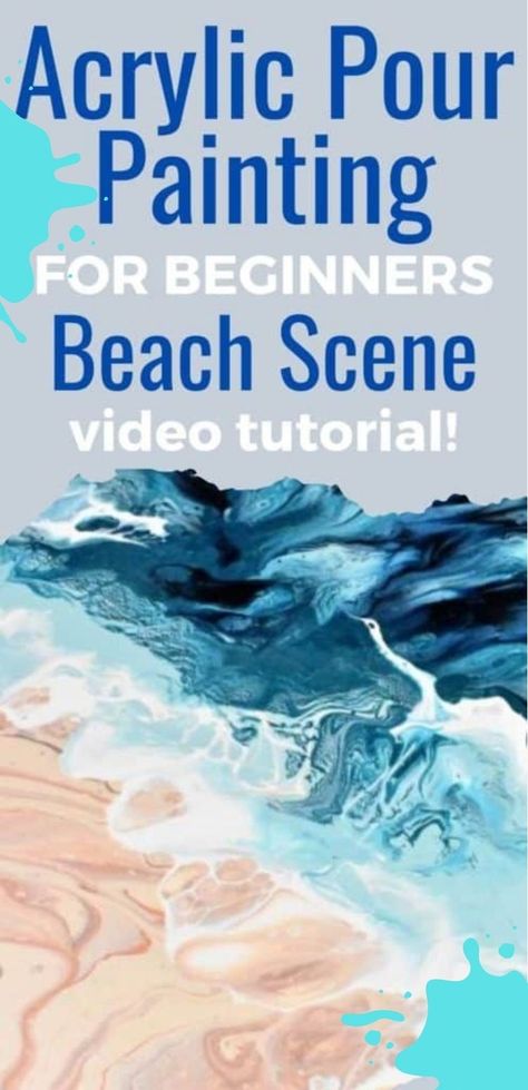 Awesome acrylic paint pouring beach scene video tutorial for beginners using reverse dip and open cup techniques! Paint Pouring For Beginners, Acrylic Pour Painting For Beginners, Pour Painting Techniques, Acrylic Paint Pouring, Acrylic Pouring Techniques, Acrylic Painting Tips, Painting For Beginners, Acrylic Pour Painting, Acrylic Pouring Art