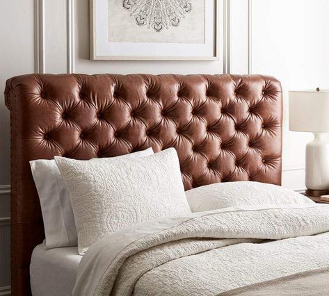 Leather Tufted Bed, King Leather Headboard, Restoration Hardware Leather Headboard, Headboard For Adjustable Bed Leather, Leather Cushion Headboard, Leather Headboard Bedroom, Learher Bed Frame, Leather King Size Headboard, Design Your Bedroom