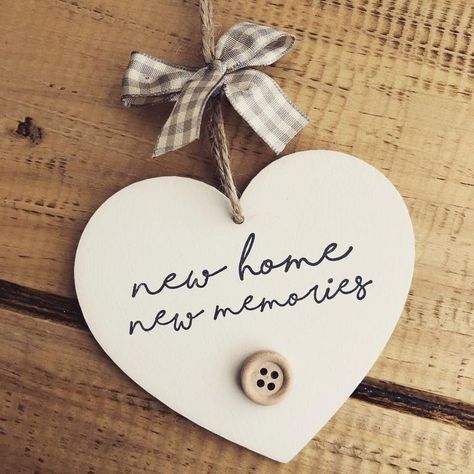 Moving Present, Moving New House, New Home Quotes, Grey Gingham, New Home Presents, Wooden Decorations, General Quotes, Best Housewarming Gifts, New Memories