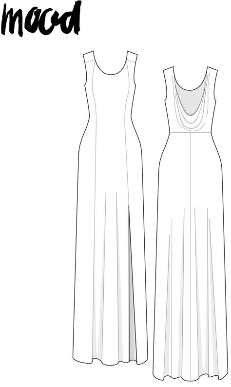 Sewing Patterns Formal Dress, Free Sewing Dress Patterns For Women, Gown Dress Pattern For Women, Vintage Patterns Free, Free Formal Dress Patterns, Dress Sewing Patterns Free Summer, Formal Dress Patterns Free, Mood Fabrics Dress, Free Mood Sewing Patterns