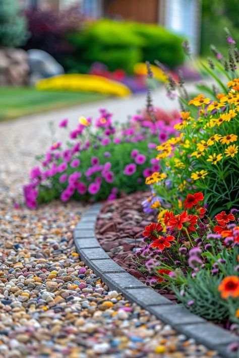 Upgrade Your Curb Appeal with Driveway Edging Ideas Driveway Edging Ideas, Driveway Border, Driveway Edging, Paved Driveway, Driveway Markers, Edging Stones, Small Urban Garden, Curb Ramp, Driveway Ideas