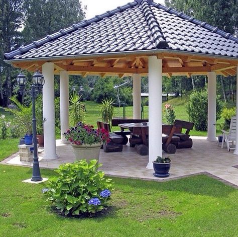 House Ranch, Outdoor Patio Designs, Outdoor Pavilion, Backyard Gazebo, Backyard Pavilion, Garden Gazebo, Patio Gazebo, Backyard Garden Design, Village House Design