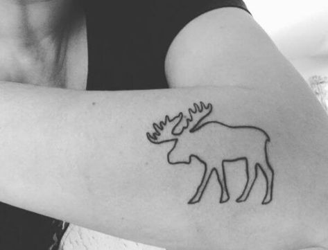 Top 11 Small Moose Tattoo Ideas - Animal Hype Moose Tattoo For Women, Wagtail Tattoo, Moose Tattoos, Folklore Legends, Alaska Tattoo, Moose Tattoo, Canada Tattoo, Snow Flake Tattoo, Cave Drawings