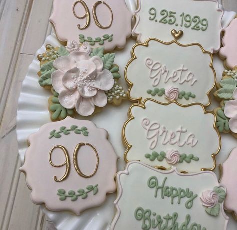 90th Bday Cookies, 100th Birthday Cookies, 90 Birthday Cookies, 90th Birthday Cookies Decorated, 90th Birthday Cookies, 80th Birthday Cookies, 50th Anniversary Cookies, Birthday Cookies Decorated, Birthday Cookie Ideas