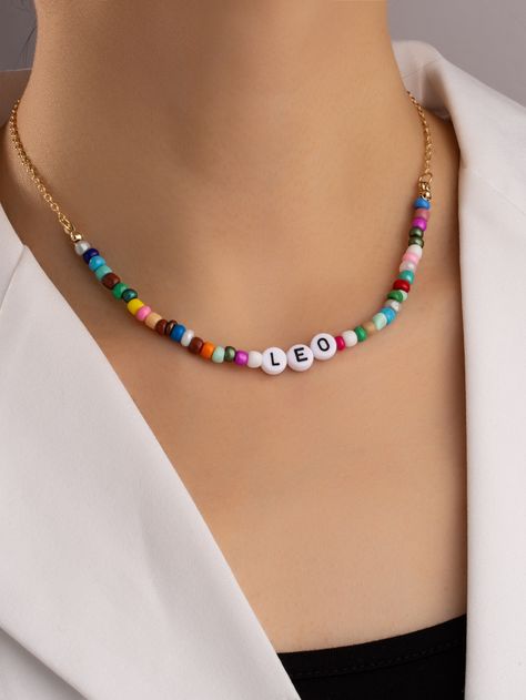 Multicolor Fashionable   Alloy      Jewelry Letter Bead Necklace, Homemade Necklaces, Bead Decor, Beaded Stuff, Diy Letters, Beaded Necklace Diy, Necklace Diy, Letter Beads, Diy Necklace