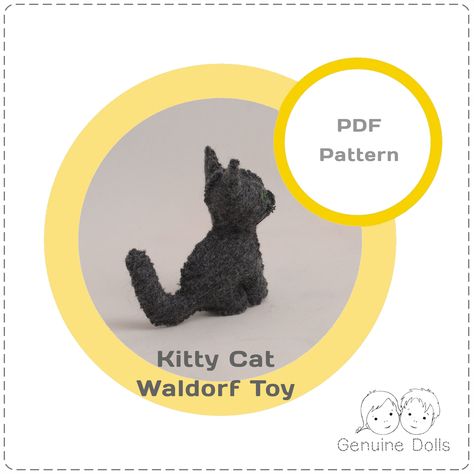 Let me introduce this PDF hand-sewing pattern of a Cat Kitty Kitten Waldorf soft natural wool toy. The Felt Cat Waldorf Toy Sewing Pattern PDF is a digital download that allows you to create a charming and cuddly cat toy. This pattern is perfect for those who enjoy crafting and have experience in felt animal sewing and hand sewing skills. The PDF file includes full-size pattern pieces for A4 format and a short guide for hand-sewing, ensuring that you have everything you need to bring this adorable cat toy to life.  THIS IS NOT A FINISHED TOY, ONLY PATTERN.  You can make a perfect gift for little ones - Handmade toys are always cherished, and this felt cat toy will make a delightful present for children! Pattern size: for toy 2,5" approx.  6 cm With this PDF pattern, you can make cats in di Felt Cat Pattern, Felt Kitty, Felt Cat Toys, Baby Dolls For Toddlers, Wool Dolls, Toy Sewing, Felt Animal, Unique Toys, Waldorf Toys