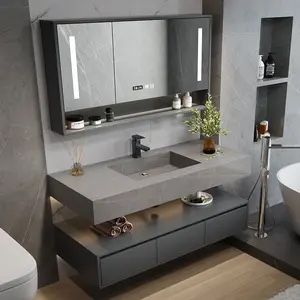 Vanity With Led Mirror, Nordic Style Bathroom, Shaker Bathroom, Floating Vanity Bathroom, Shaker Bathroom Vanity, Luxury Bathroom Sinks, Bathroom Table, Vanity With Mirror, Bathroom Sink Cabinets