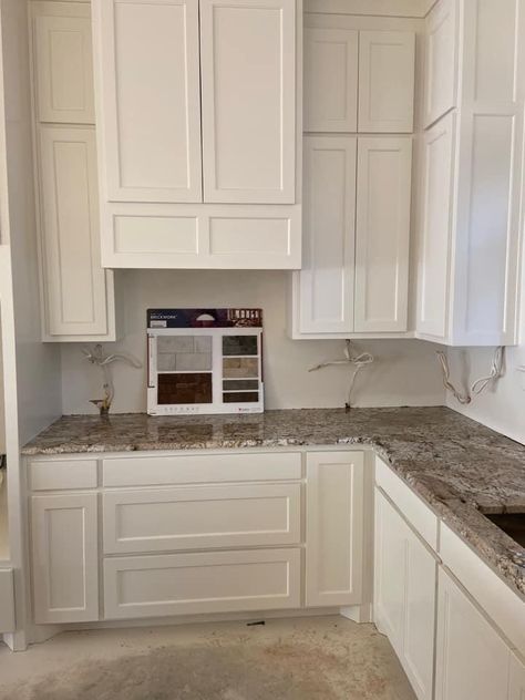 Beige Granite Countertops Kitchen Modern, Greek Vila Cabinets, Greek Villa Cabinets Kitchen, Sw Greek Villa Cabinets, Sherwin Williams Greek Villa Cabinets, White Duck Sherwin Williams Cabinets, Greek Villa Sherwin Williams Cabinets, Greek Villa Cabinets, Alabaster Cabinets Kitchen