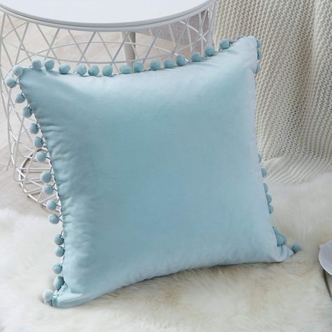 Topfinel Duck Egg Blue Velvet Cushion Covers 18x18 Inch Soft Square Decorative Throw Pillowcases for Livingroom Sofa Bedroom 45cmx45cm,Pack of 2: Amazon.co.uk: Kitchen & Home Pink Pillows, Velvet Pillow, Weave Style, Velvet Cushions, Decorative Throws, Soft Velvet, Turks And Caicos Islands, Cushion Covers, Decorative Cushions