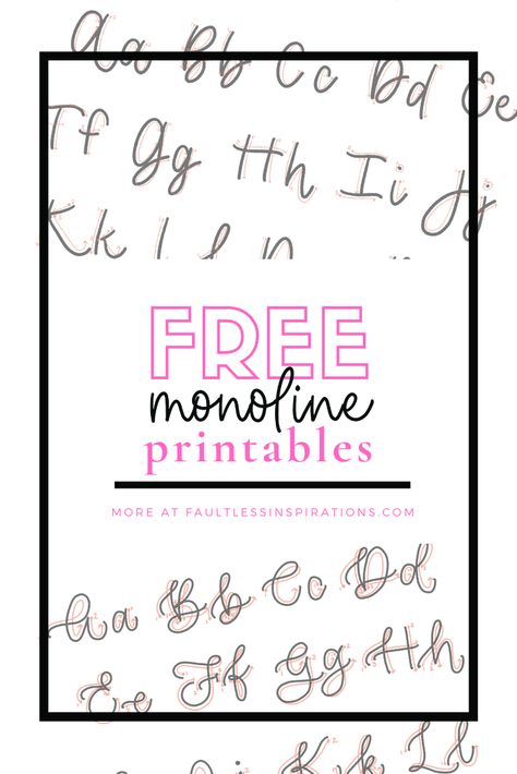 Hand Lettering Alphabet Practice Sheets, Monoline Lettering Practice Free, Handlettering Worksheets, Monoline Lettering, Alphabet Practice Sheets, Lettering Practice Sheets, Middle School Special Education, Hand Lettering Worksheet, Learn Hand Lettering