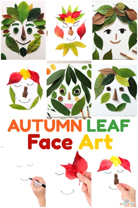 Fall Leaf Face Craft - Arty Crafty Kids Leaves Collage, Leaf Craft, Autumn Leaves Craft, Leaf Collage, Leaf Projects, Autumn Leaves Art, Fall Art Projects, Easy Fall Crafts, Easy Art Projects