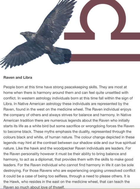 Libra ♎ Native American Zodiac Animal: Crow (Raven) Sep 22 - Oct 22 Libra Animal Tattoo, Raven Zodiac, Libra Animal, Libra Mom, Raven Woman, Birth Totem, Native American Astrology, Libra Things, Native American Zodiac