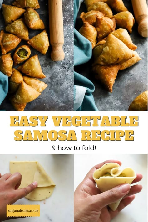 Homemade vegetable samosas. How to fold and fill. Vegetable Samosas Indian, Traditional Samosa Recipe, Veg Samosa Filling, Vegetable Samosa Filling, Vegetable Samosa Recipe Indian, Samosa Filling Recipe Vegetables, Veggie Samosa Recipe, Samosa Pastry Recipe, Veg Samosa Recipe