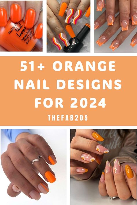 Summer nails 2024 Orange Dip Powder Nails Design, Orange Nails For Spring, Spring Nails 2024 Orange, Orange Nail Designs Spring, Orange Dip Nails Summer, Tropical Orange Nails, Orange Nail Color Ideas, Dip Powder Nails Orange, Orange Gel Nails Ideas