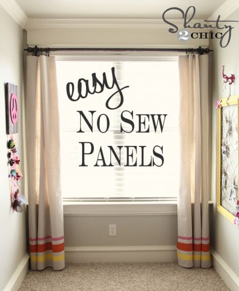 No sew curtain panels -- ok I would sew the hems but love the idea of using drop sheets for the rustic fabric --- hmm need to replace my dining room curtains#Repin By:Pinterest++ for iPad# Rustic Fabric, Dining Room Curtains, No Sew Curtains, Drop Cloth Curtains, Idea Room, Room Curtains, Rod Pocket Curtains, Drop Cloth, Diy Curtains