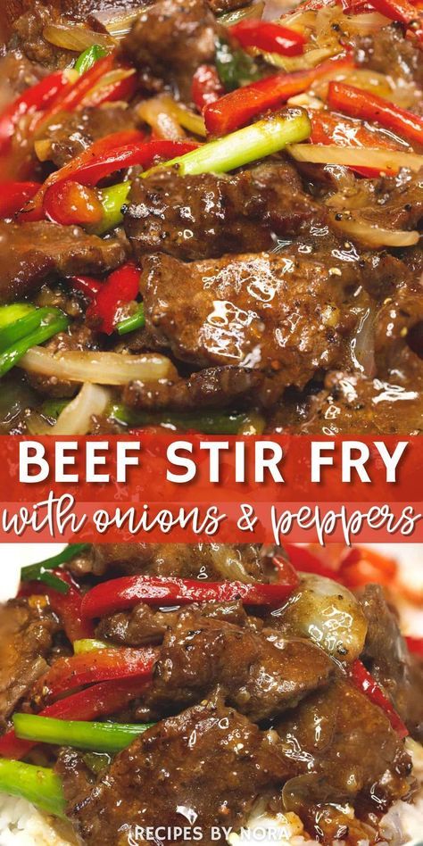 Indulge yourself with the best beef stir-fry that you can cook in less than 30 minutes! Featuring succulent beef that is perfectly complemented by caramelized onions and peppers, and coated in a savory sauce, this meal is perfect for lunch and dinner. With our tips, you'll be able to prepare this easy dinner recipe while ensuring that the beef remains tender! This mouthwatering recipe is sure to become a favorite so why order takeout when you can make this delicious homemade stir-fry in no time? Best Pepper Steak Recipe, Beef Stir Fry Sauce, Pepper Steak Stir Fry, Steak Stirfry Recipes, Stir Fry Meat, Chinese Pepper Steak, Stir Fry Sauce Recipe, Homemade Stir Fry, Steak Stir Fry