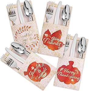 Happy Thanksgiving Friends, Thanksgiving Party Favors, Fall Harvest Party, Utensil Holders, Hawaiian Party Decorations, Friends Thanksgiving, Harvest Party, Dinner Table Decor, Thanksgiving Table Settings