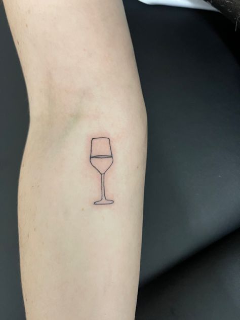 Prosecco Tattoo, Wine Glass Minimalist Tattoo, Prosecco Glass Tattoo, Small Tattoos Wine Glasses, Wine Glass Friend Tattoos, Wine Glass Line Tattoo, Wine Glass Tattoo, Glass Tattoo, Laser Removal