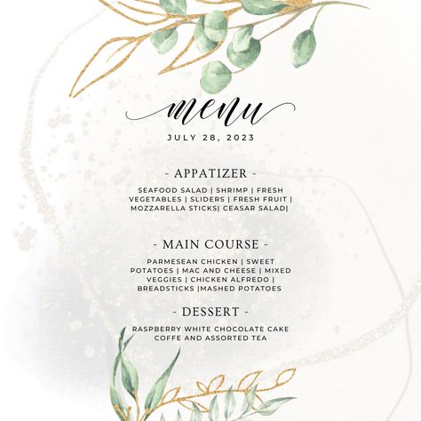 Simple Menu Card Design, Southern Wedding Menu Ideas Food, Seafood Wedding Menu Ideas, Wedding Catering Menu Ideas, Wedding Menus Ideas Food, Vegetarian Wedding Menu Ideas, Italian Wedding Menu Ideas, Wedding Food Menu Card, Wedding Dinner Menu Ideas