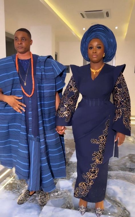 Yoruba Traditional Wedding Attire, Nigerian Traditional Attire, African Prom Dresses Ankara, African Attire For Women, Nigerian Wedding Dresses Traditional, Couples African Outfits, Wedding Fits, Yoruba Bride, Nigerian Lace Styles Dress