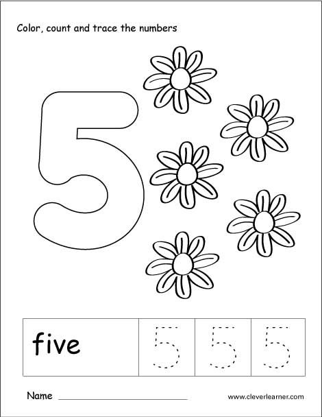 Number 5 tracing and colouring worksheet for kindergarten Colouring Worksheet, Coloring Worksheets For Kindergarten, Fun Activities For Preschoolers, Preschool Number Worksheets, 20 Number, Preschool Tracing, Tracing Worksheets Preschool, Numbers Kindergarten, Printable Preschool Worksheets