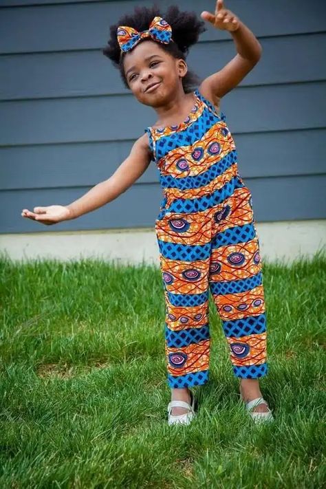 Ankara Jumpsuit Styles, Baby African Clothes, African Kids Clothes, Ankara Styles For Kids, Ankara Outfits, Ankara Jumpsuit, African Dresses For Kids, Jumpsuit For Kids, Kids Fashion Dress