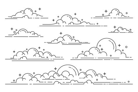 Doodles For Bullet Journal, Pictures To Edit, Cloud Outline, Illustrations Simple, Korean Pattern, Gel Pen Art, Sketch Cartoon, Doodle Background, Cloud Illustration