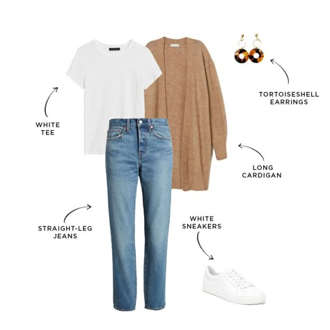 Your Fall Mom Uniform Based on Your Zodiac Sign | The Everymom Camel Cardigan Outfit, Mom Uniform, Jeans Outfit Winter, Cardigan Outfit, Based On Your Zodiac Sign, Fall Capsule Wardrobe, Sweaters And Jeans, Basic Outfits, Casual Fall Outfits