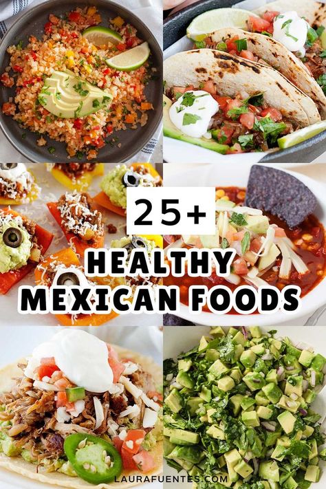 When you crave Mexican food for dinner, these healthy and easy recipes are the thing to make! Clean Eating Mexican Food, Mexican Food For Diabetics, Healthy Hispanic Meals, Low Cal Mexican Recipes, Mexican Food Recipes Healthy, Healthy Mexican Dinner Recipes, Pomegranate Desserts, Healthy Mexican Food, Fish Tacos With Cabbage