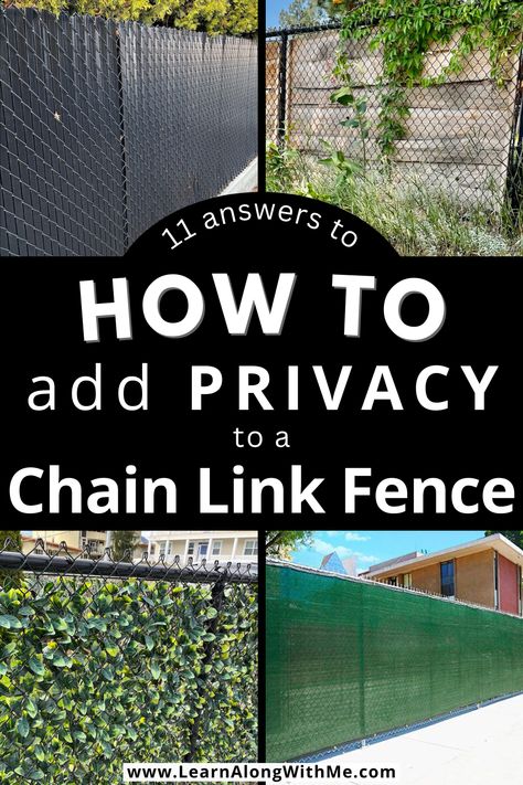 Does your backyard feel more like a fishbowl than a private oasis? Chain link is great to separate yards, but it does nothing for privacy. But there are ways to cover up your chain link fence so you can sit back and relax in your yard without your neighbor seeing your every move. In this article we look at 11 chain link fence privacy ideas to help you out. Some of them are more time-consuming than others, but they may be worth it. Which option will work for you? Chicken Wire Privacy Fence, Covering A Chain Link Fence, Chain Link Cover Up, Hide Chain Link Fence Ideas, Diy Chain Link Fence Privacy, Cover Chain Link Fence Ideas, How To Cover A Chain Link Fence, Chain Link Fencing, Cover Chain Link Fence