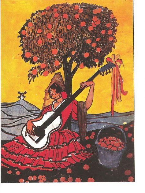 ORANGES TYPICAL SPANISH POSTER Spanish Astethic, Spanish Folk Art, Spanish Aesthetic, Taino Art, 80s Poster, Spanish Posters, Spanish Heritage, Spanish Art, Painting Art Projects