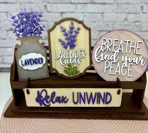 Lavender Theme, Relax & Unwind, Add on Interchangeable for Wagon/ Shelf Sitter, Mantel/Seasonal Decor, Tier Tray,  Housewarming Gift by AutumnGalCreations on Etsy Wagon Shelf, Lavender Theme, Wood Wagon, Different Holidays, Holiday Set, Shelf Sitter, Tiered Tray, Unique Colors, Housewarming Gift