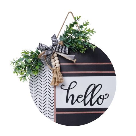 PRICES MAY VARY. Welcome Sign Welcome Sign Sign For Front Door, Outdoor Welcome Sign, Door Hanging Decorations, Door Signs Diy, Hello Sign, Wood Farmhouse, Wood Front Doors, Wood Plate, Wreath Hanger